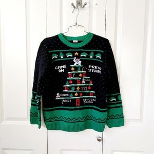 Holiday Time Black and Green Kids Sweater